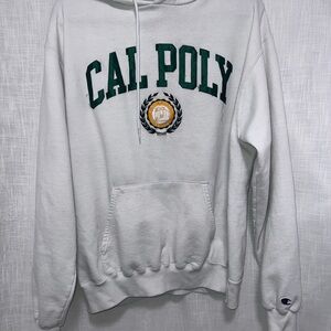 Champion White and Green Cal Poly Men's Hoodie